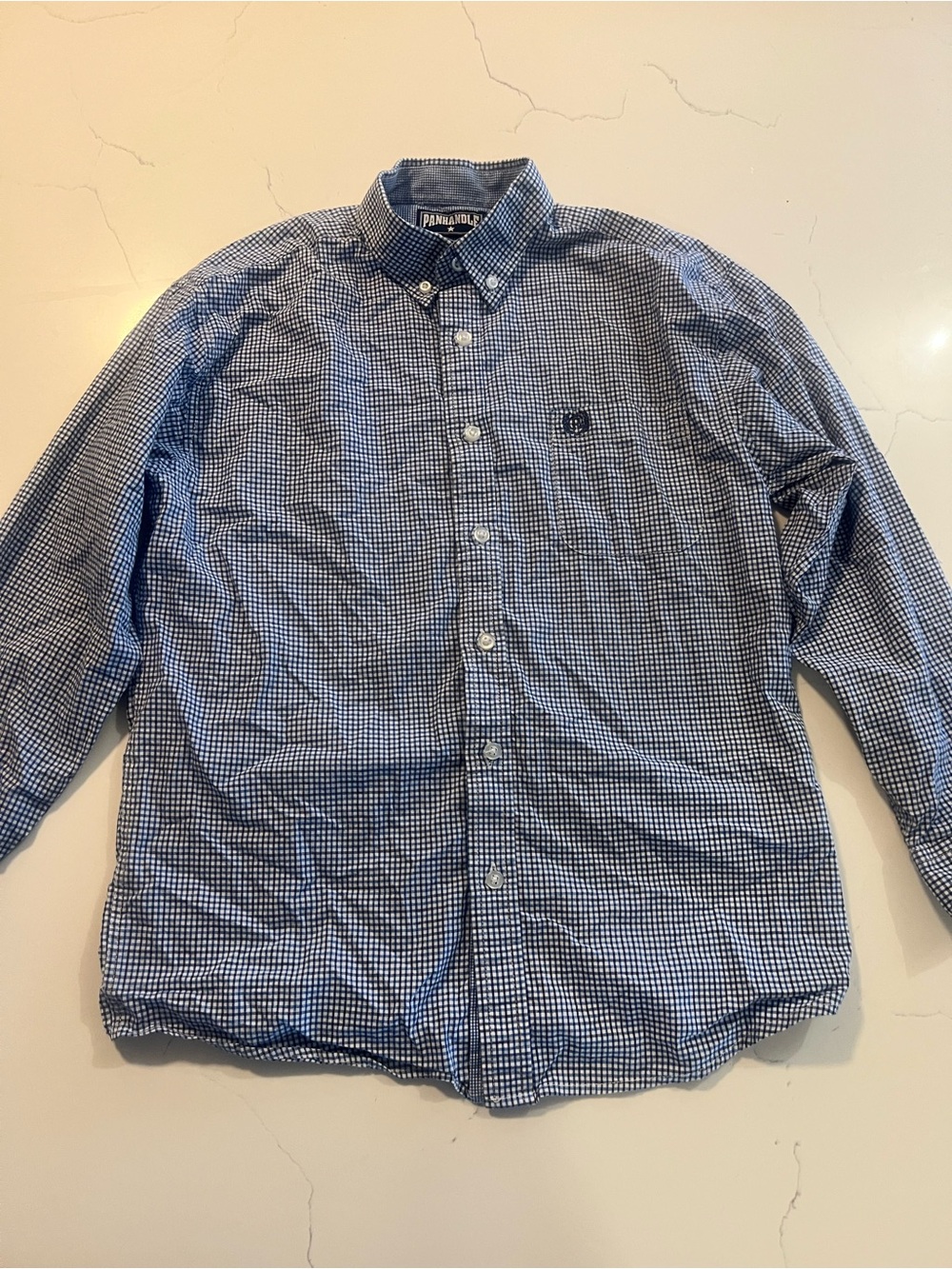 Panhandle Slim Blue & White Gingham Button-Down Shirt